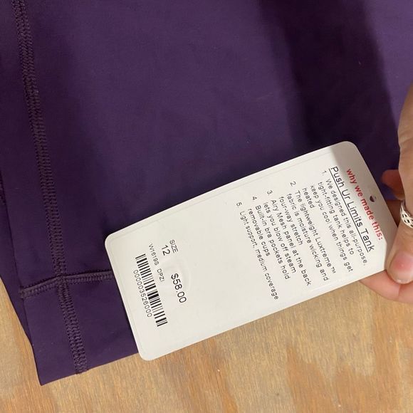 Lululemon Athletica NWT Push Ur Limits Tank Purple Size 12, MSRP $58 - Picture 2 of 10